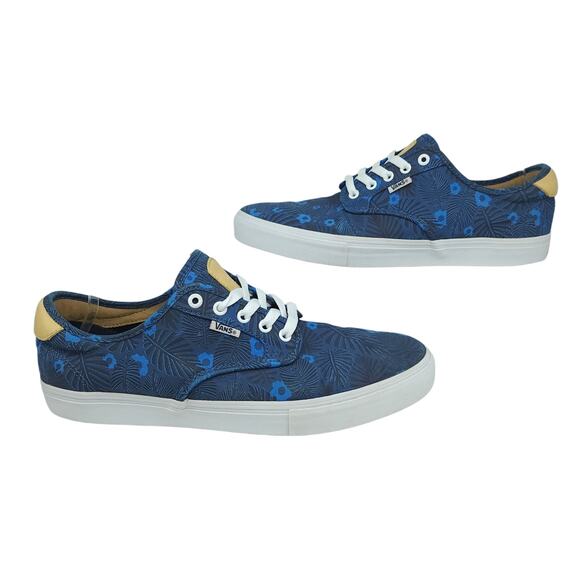 Vans Shoes Mens 12 Chima Ferguson Pro Blue Tropical Palm Floral Low Tops Skate - Picture 1 of 12